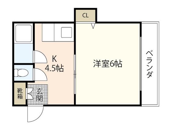 塩本ビル(1K/4階)の間取り写真