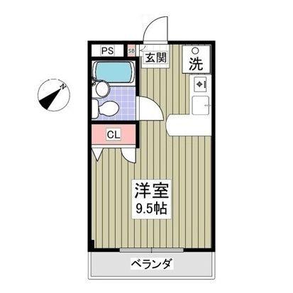 シティハイツ(ワンルーム/2階)の間取り写真