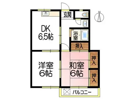 ビルC(2DK/2階)の間取り写真