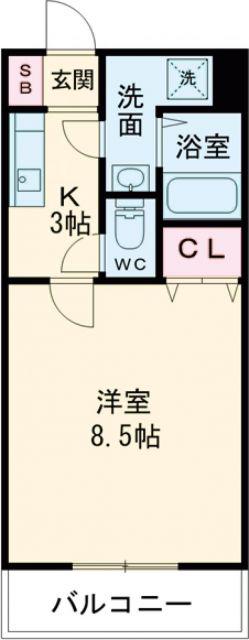 GRANDIR(1K/5階)の間取り写真