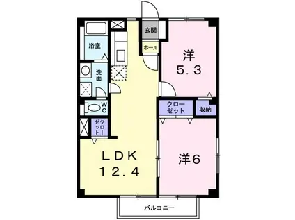 ガーデンハウス(2LDK/1階)の間取り写真