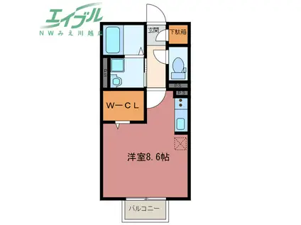 エクセルーム K-III(ワンルーム/1階)の間取り写真