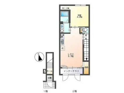 コーセー飯田(1LDK/2階)の間取り写真