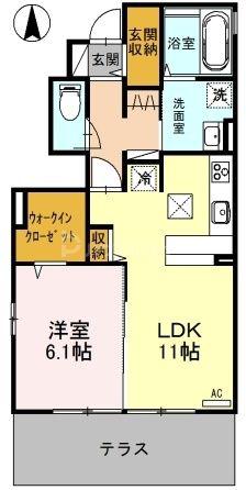 オルキス G(1LDK/1階)の間取り写真