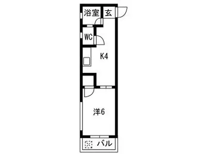 望が丘マンション(1DK/4階)の間取り写真