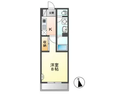 ロンド・ベル(1K/2階)の間取り写真