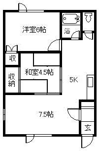 バレイハウス(2LDK/2階)の間取り写真