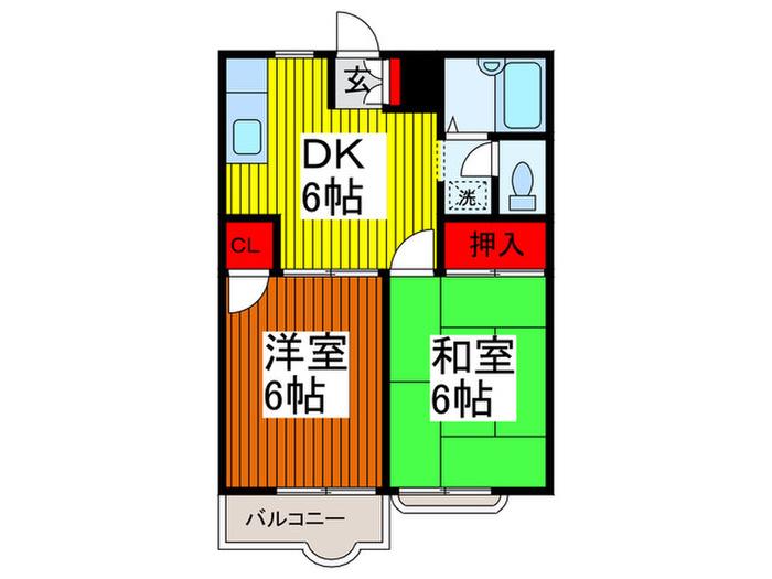 エリール野口(2DK/3階)の間取り写真