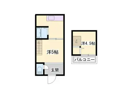 総社本町 北棟(2K/2階)の間取り写真