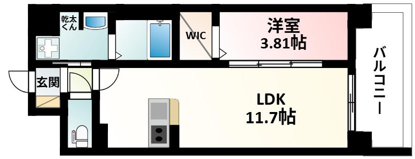 WORVE吹田江坂(1LDK/2階)の間取り写真