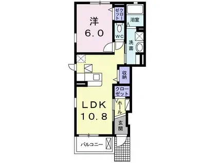 ショコラ A(1LDK/1階)の間取り写真