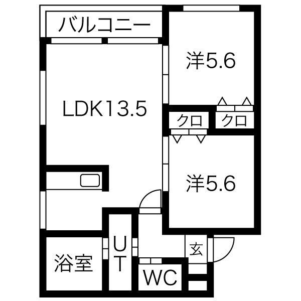 プレシェルト手稲本町(2LDK/3階)の間取り写真
