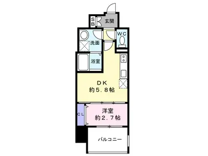 テラ堺市駅(1DK/8階)の間取り写真