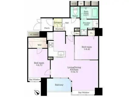 月島シティタワー(2LDK/12階)の間取り写真
