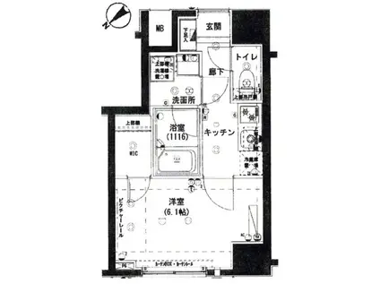 ハーモニーレジデンス上野ノースフロント(1K/4階)の間取り写真