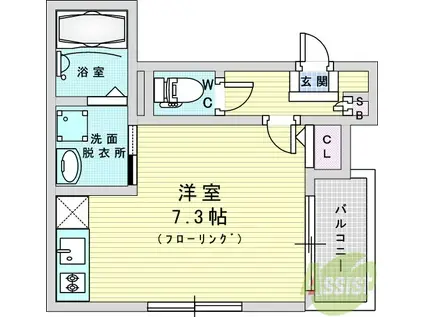 ハーモニーテラス庄内幸町(ワンルーム/1階)の間取り写真