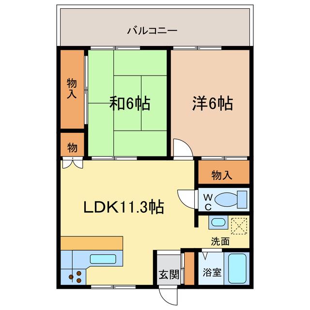 ハイツレーベン(2LDK/1階)の間取り写真