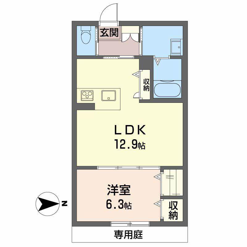 ヴァンレーベ(1LDK/1階)の間取り写真