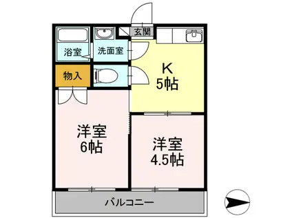 コーポ五味(2K/2階)の間取り写真