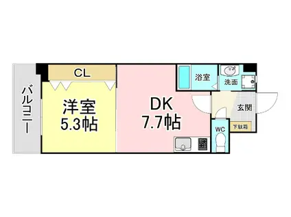 ルミエドール戸畑(1DK/4階)の間取り写真