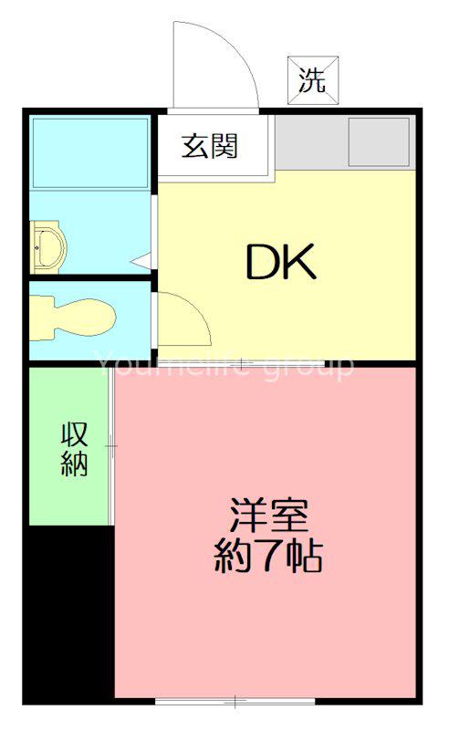 加賀ハイツC(1K/1階)の間取り写真
