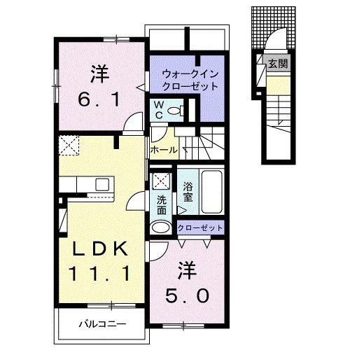 セゾン・オージュ(2LDK/2階)の間取り写真