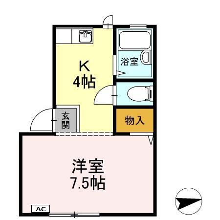 プレジールミスミ(1K/1階)の間取り写真
