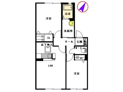 サンクレール(2LDK/1階)の間取り写真
