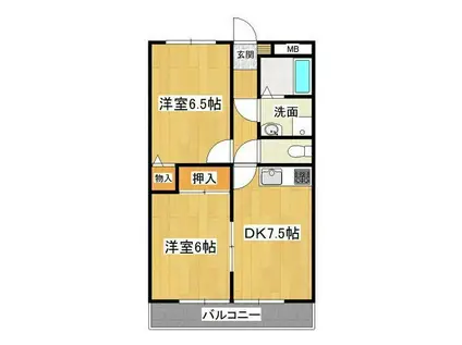 ヴィラ南(2DK/2階)の間取り写真