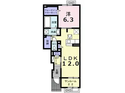 ジュリピコ(1LDK/1階)の間取り写真