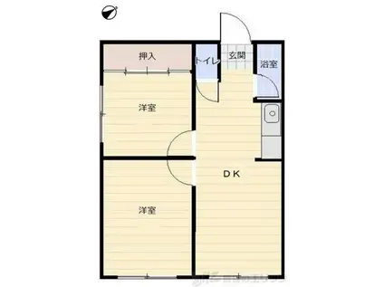 E-DAIDO(2DK/2階)の間取り写真