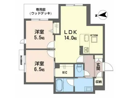 シャンヴェール松ヶ崎(2LDK/1階)の間取り写真