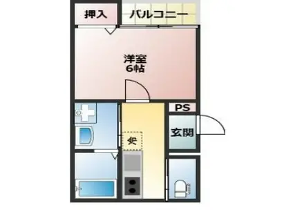 ブランコート長瀬(1K/2階)の間取り写真