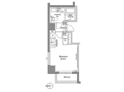 ザ・パークハビオ上野御徒町(ワンルーム/2階)の間取り写真