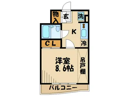 TS GARDEN稲城(1K/1階)の間取り写真