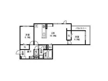 D-RESIDENCE西野A棟(2LDK/1階)の間取り写真