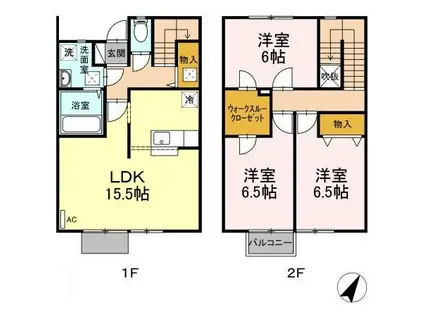 グランディパレス A(3DK/1階)の間取り写真