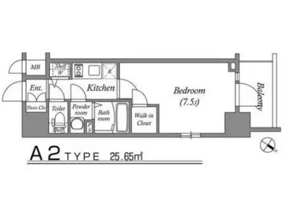 エスリード神戸ハーバーテラス(1K/12階)の間取り写真