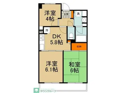 フレスコ川崎(3K/2階)の間取り写真