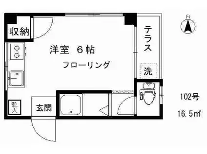 メゾンボヌール(ワンルーム/1階)の間取り写真