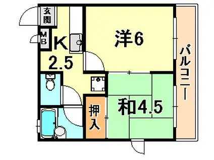 メゾン打出(2K/1階)の間取り写真