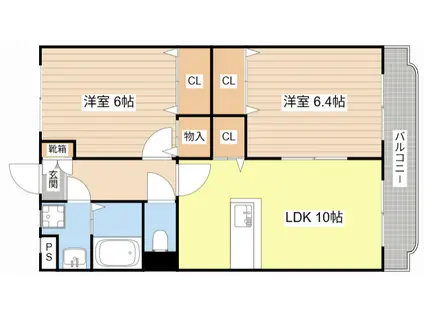 ユーミーアズール(2LDK/3階)の間取り写真