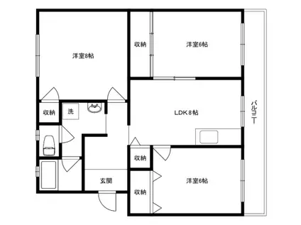 メゾンティックII(3LDK/3階)の間取り写真