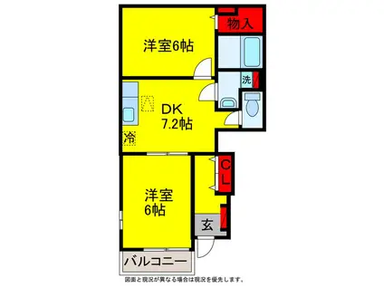 メゾン フォレスティアA・B(2DK/1階)の間取り写真