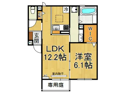 アリビオ(1LDK/1階)の間取り写真