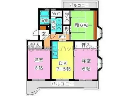 ロイヤルハイツ泉(3DK/2階)の間取り写真