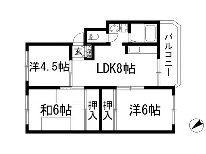 シャンボール八王寺(3LDK/4階)の間取り写真