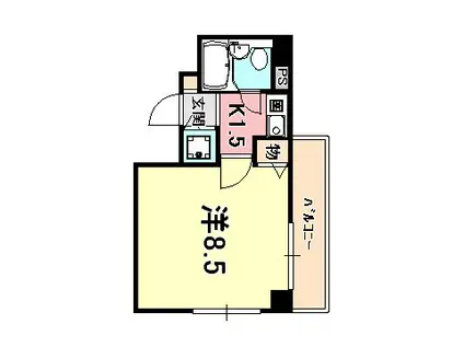 ライオンズプラザオータニ神戸(1K/8階)の間取り写真