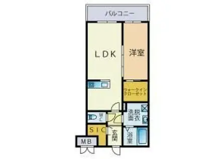 コンフォート フサ(1LDK/4階)の間取り写真