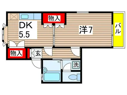ピソもりみず(1DK/2階)の間取り写真